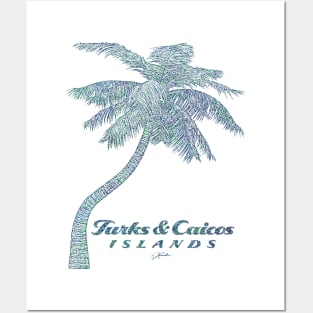 Turks & Caicos Islands Palm Tree (Distressed) Posters and Art